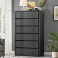 Standifurno Black 56' Tall Dresser for Bedroom, Fluted Modern 6 Drawers Deep Dressers, Wood Chest of Drawers with Handleless, Curved Profil Storage Closet Dressers for Bedroom, Living Room, Hallway