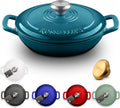 ROSSALLINI Signature Enameled Cast Iron Braiser, Non-Stick Serving Pot with Tight Fitting Lid for Perfect Roasting, Baking, Sauteing, Searing, and Pan Frying | 5Q (4.7L) - Ocean Blue