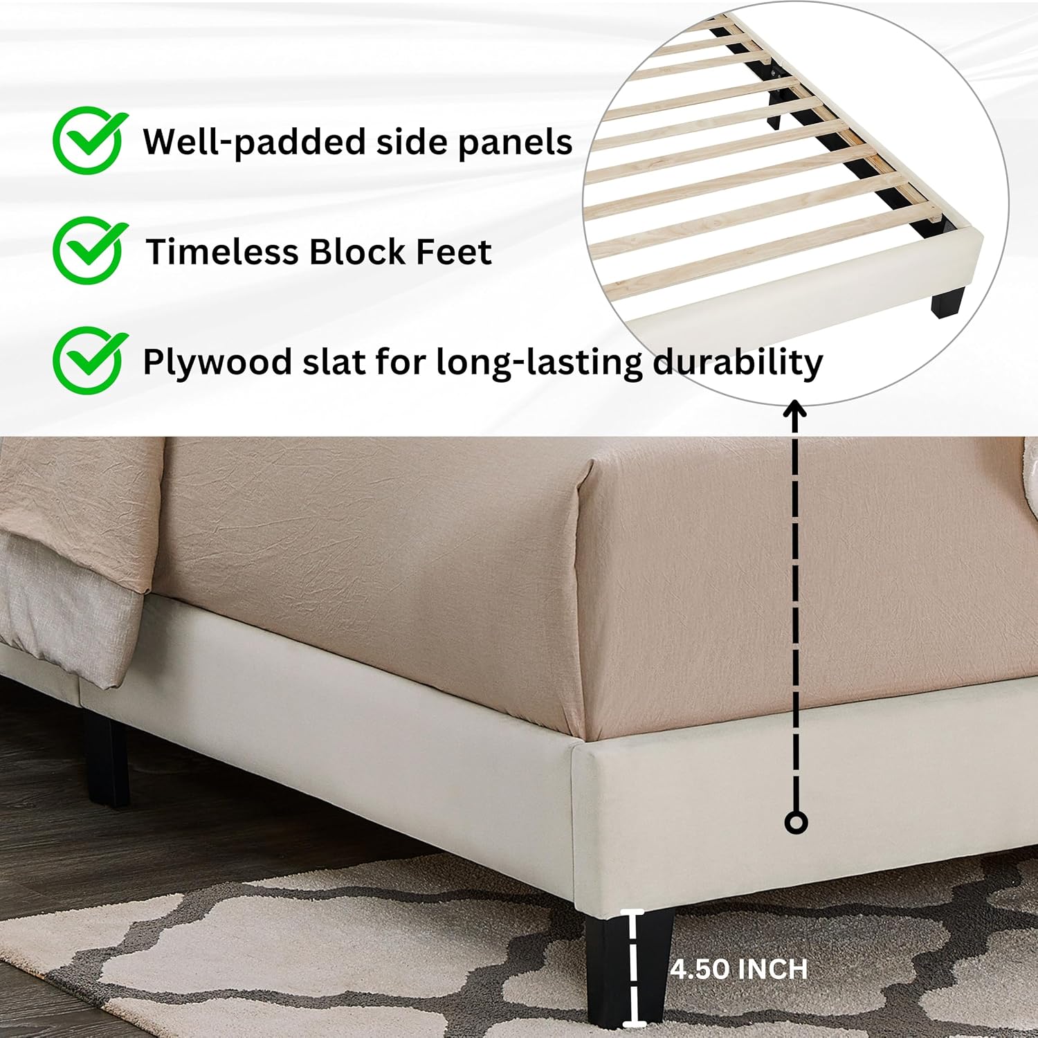 Roundhill Furniture Findlay 2-Piece Bedroom Set, Plush 3D Upholstered Bed with Nightstand, Twin