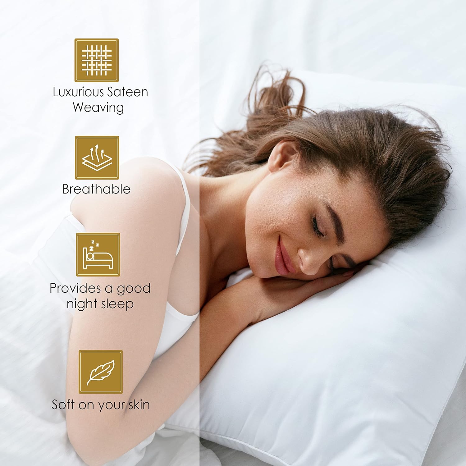 Superior Egyptian Cotton 5 Piece Sheet Set, 650 Thread Count, Eco-Friendly, Sustainable Sheets, Ultra-Soft Basics, Solid, Deep Pocket Fitted Sheets, Flat Sheet, Pillowcases, Split King, Gold