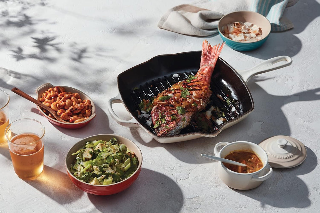 Le Creuset Enameled Cast Iron Signature Square Skillet Grill, 10.25', Marseille