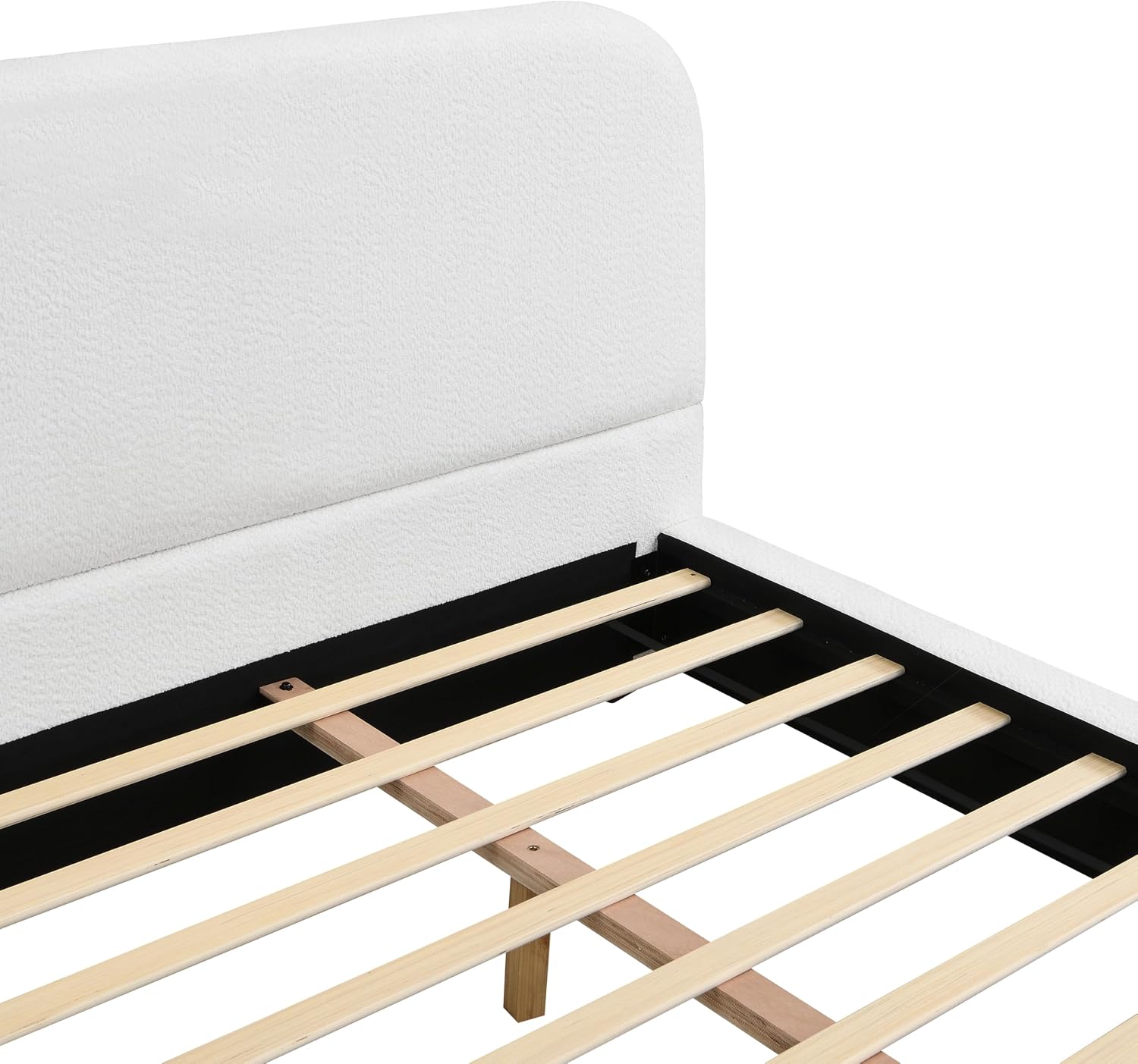 Christopher Knight Home Destin Modern California King Size Bed Frame and Headboard, Solid Wood California King Platform Bed Frame with Upholstered Headboard, No Box Spring Needed, Easy Assembly, White
