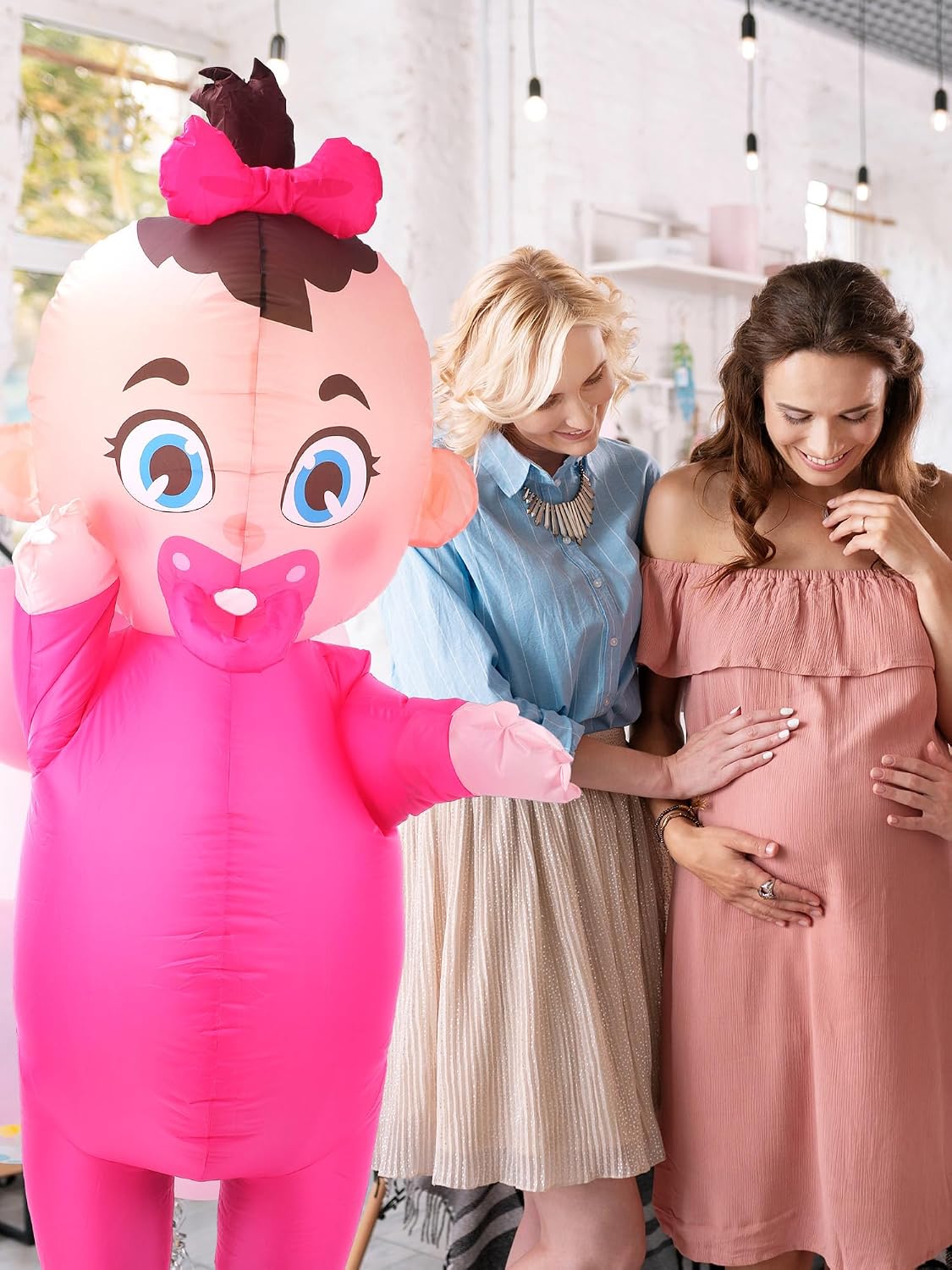 Ramede 2 PCS Giant Inflatable Baby Costume - Gender Reveal Ideas Boy & Girl Blow Costume Outfit for Adult Baby Shower Gender Reveal Party Cosplay Supplies