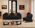 Morden Fort 2 Piece Cloud Couch Set, Modern Sherpa Boucle Sofa Set with Wood Legs, Skin-Friendly Minimalist Upholstered Comfy Couch Sofas for Living Room, 3-Seater Sofa & Tilt Back Chair, Black