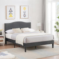 VECELO Full Bed Frame Platform Bed Frame with Upholstered Headboard, Strong Frame and Wooden Slats Support, Strong Weight Capacity, Non-Slip and Noise-Free, Easy Assembly,Dark Grey