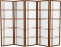 Red Lantern 5 ft. Tall Double Cross Shoji Screen - Walnut - 5 Panels