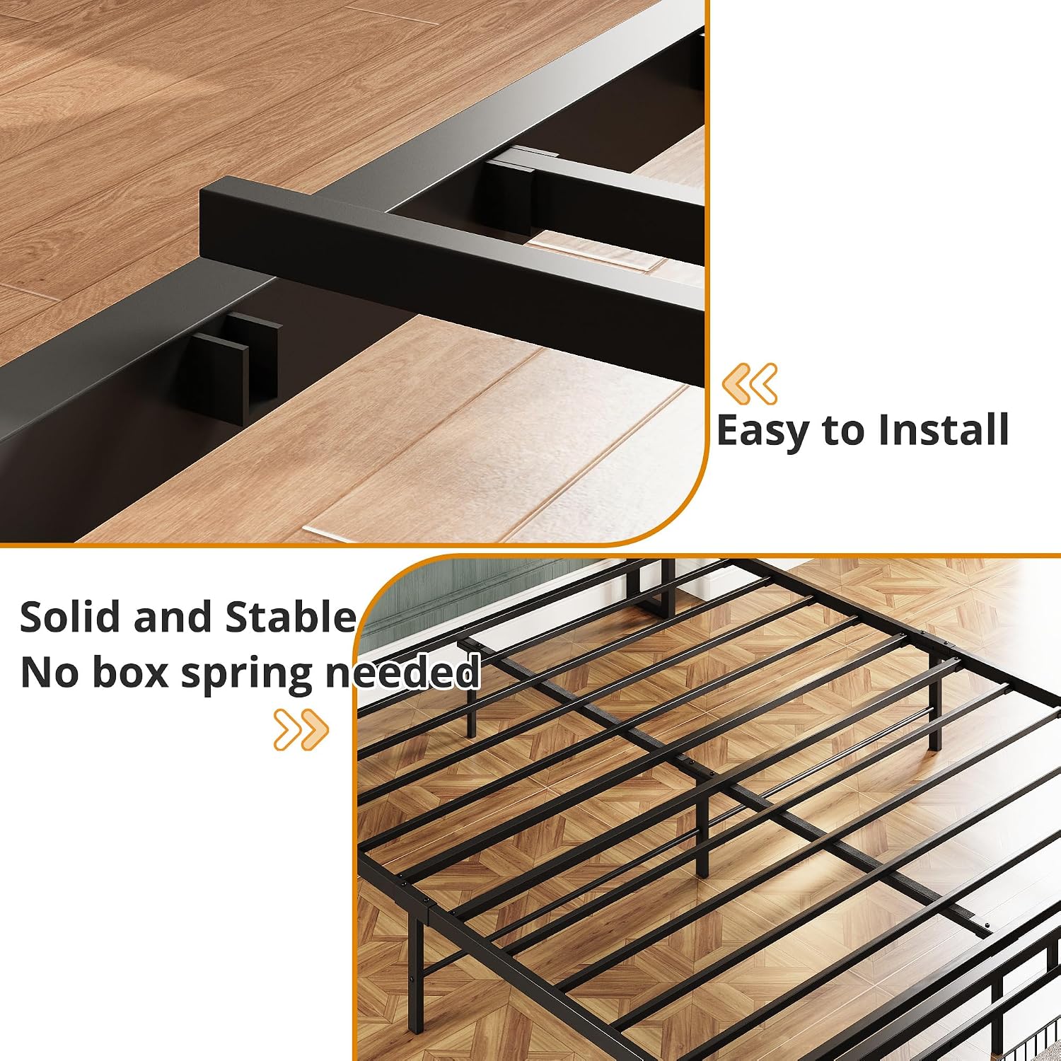 LIKIMIO California King Size Bed Frame, Storage Headboard with Charging Station, Platform Bed with Drawers, No Box Spring Needed, Easy Assembly, Wood and Cream
