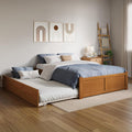 AFI Concord Full Solid Wood Platform Bed with Footboard & Twin Trundle in Light Toffee