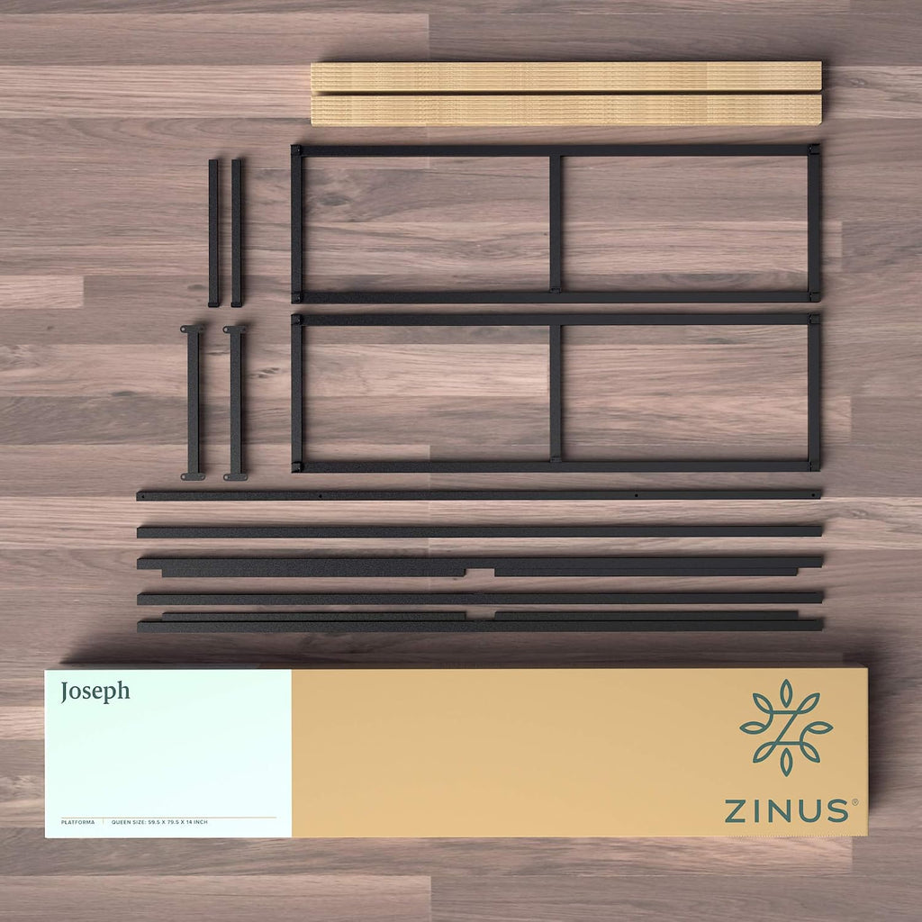 ZINUS Joseph 6 inch Metal Platform Bed Frame, Mattress Foundation, Wood Slat Support, No Box Spring Needed, Sturdy Steel Structure, Queen
