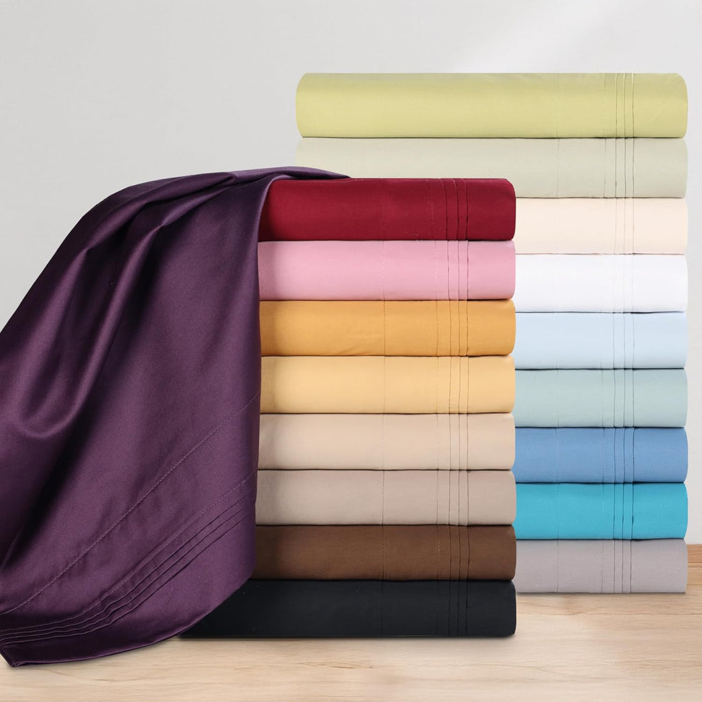 Superior Egyptian Cotton 4 Piece Sheet Set, 650 Thread Count, Modern Design, Sustainable Sheets, Ultra-Soft Basics, Solid, Deep Pocket Fitted Sheet, Flat Sheet, Pillowcases, King, Black