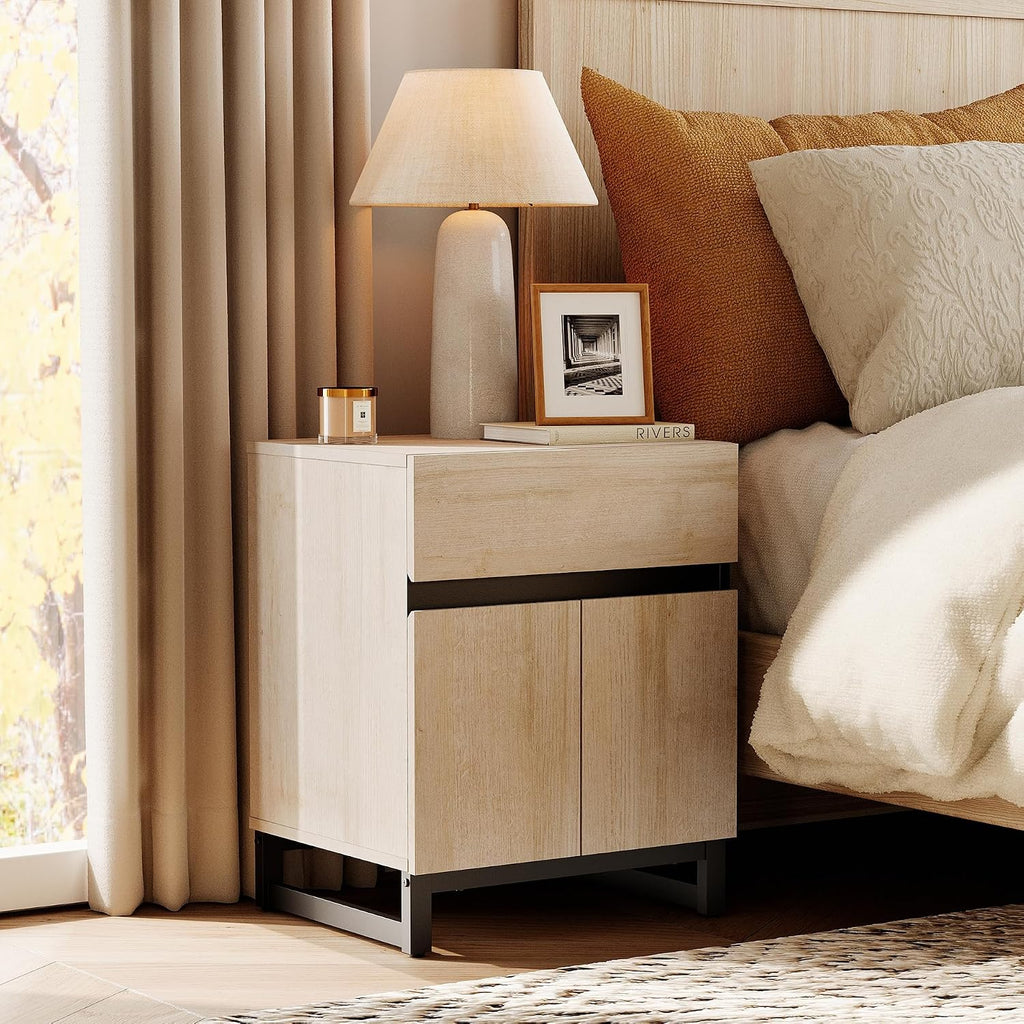 WAMPAT Dresser and Nightstand Set of 3, 94.5 Inches Dresser with 9 Drawers, 2 Nightstand with Drawer and Cabinet for Bedroom, Bedroom Furniture Set, Light Oak