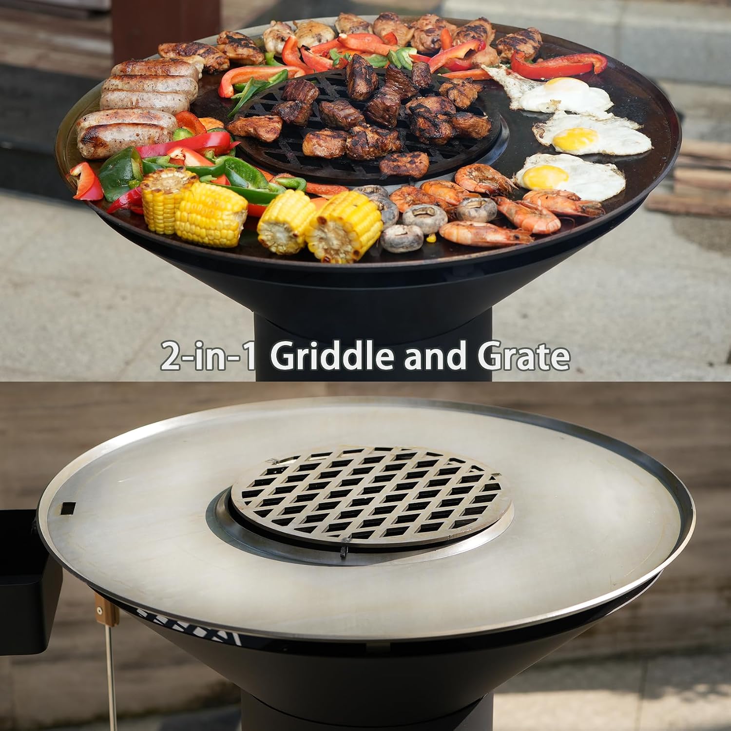 ONLYFIRE GRILLS Heavy Duty Rocket Stove with Griddle, Grate, Wheels, Ash Tool & Cover, Large Wood Stove BBQ Grill for Patio Outdoor Cooking Backyard Camping Beach Tailgating, 28x23x31in, GS346