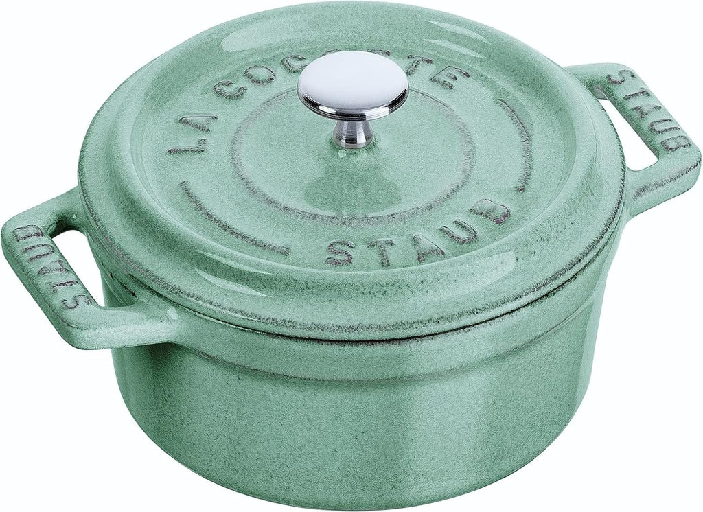 Staub 40508-702 Mini Picotte Round Sage Green, 3.9 inches (10 cm), Small, Double Handed, Cast Iron, Enameled Pot, Authentic Japanese Product