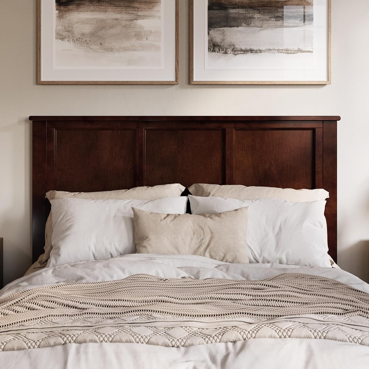 AFI, Charlotte Queen Solid Wood Low Profile Platform Bed, Walnut