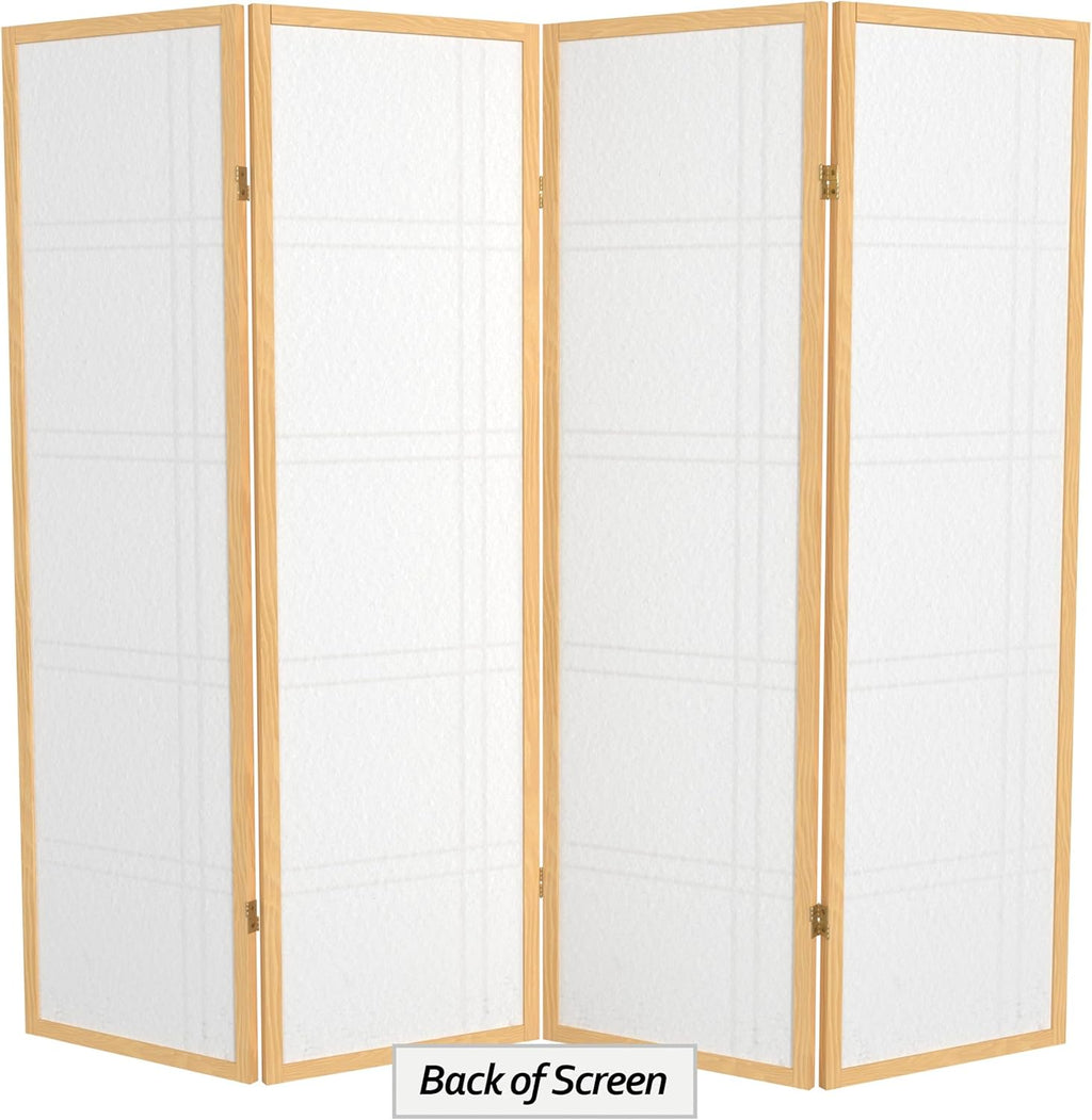 Oriental Furniture 5 ft. Tall Double Cross Shoji Screen - Natural - 4 Panels