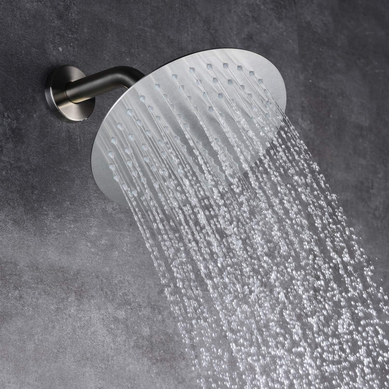 Brushed Nickel Shower System with Waterfall Tub Spout, 8 Inches Rain Shower and Handheld