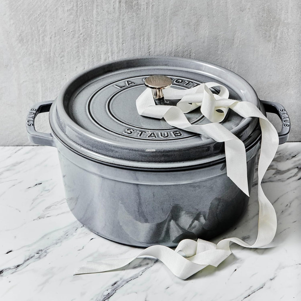 Staub Cast Iron 5.5-qt Round Cocotte - Graphite Grey