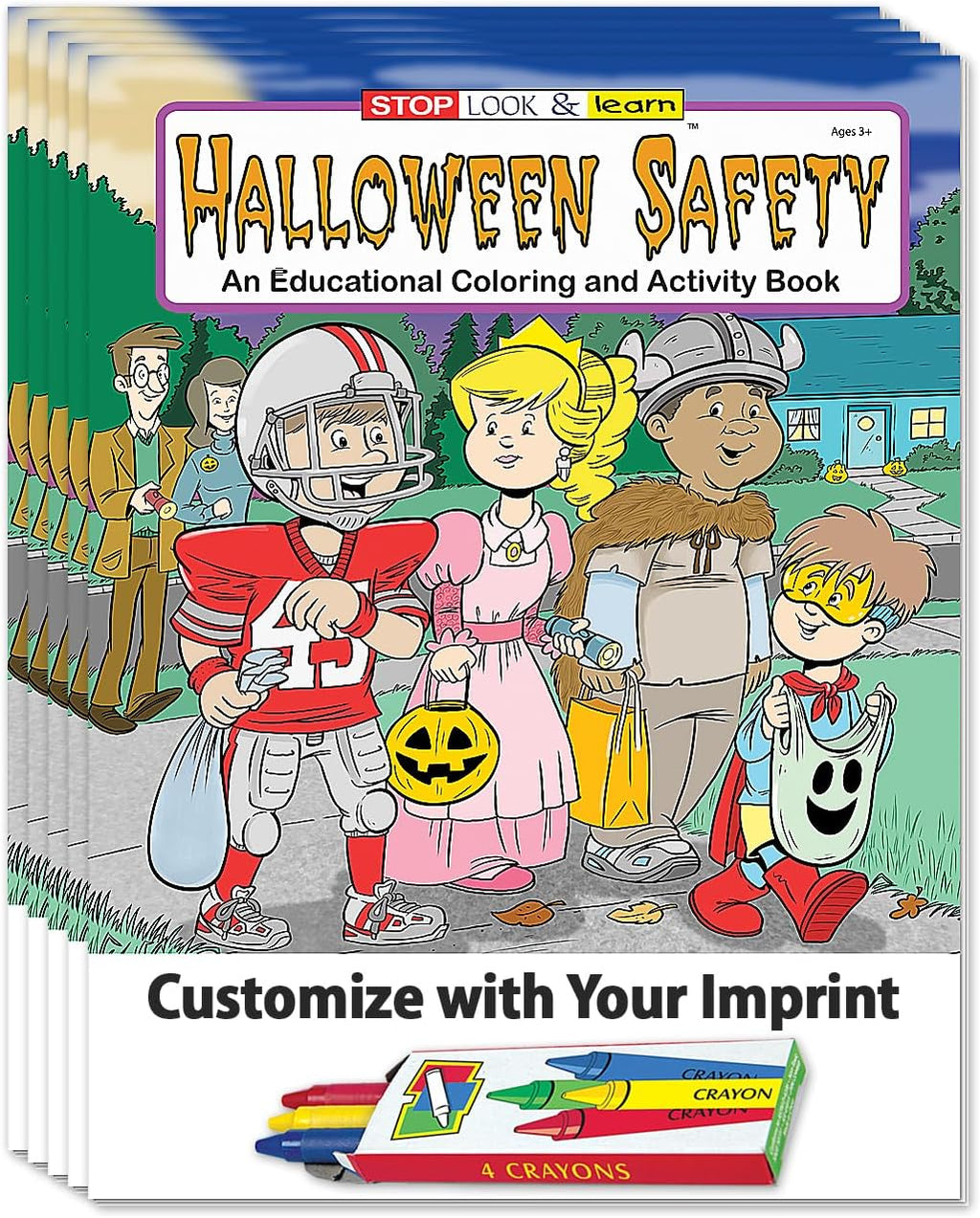 ZOCO – Halloween Safety Custom Coloring Books (250 Bulk Pack, Without Crayons) – Gifts, Treat, Goodie Bag Filler, Party Favors – Law Enforcement Handout for Kids