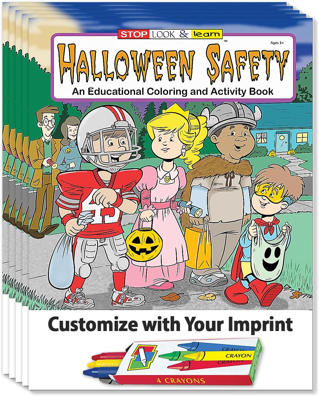 ZOCO – Halloween Safety Custom Coloring Books (250 Bulk Pack, Without Crayons) – Gifts, Treat, Goodie Bag Filler, Party Favors – Law Enforcement Handout for Kids