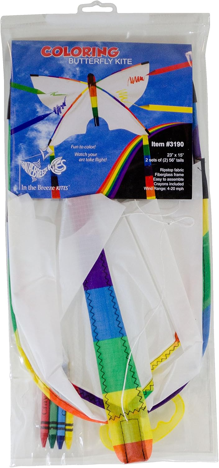 In the Breeze 3190-PACKS Coloring Butterfly 23' Single Line Kite Party Pack, (Pack of 50)