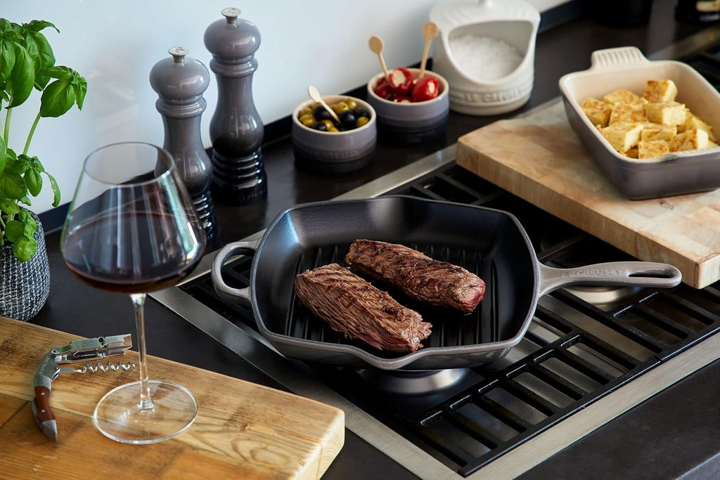 Le Creuset Enameled Cast Iron Signature Square Skillet Grill, 10.25', Marseille