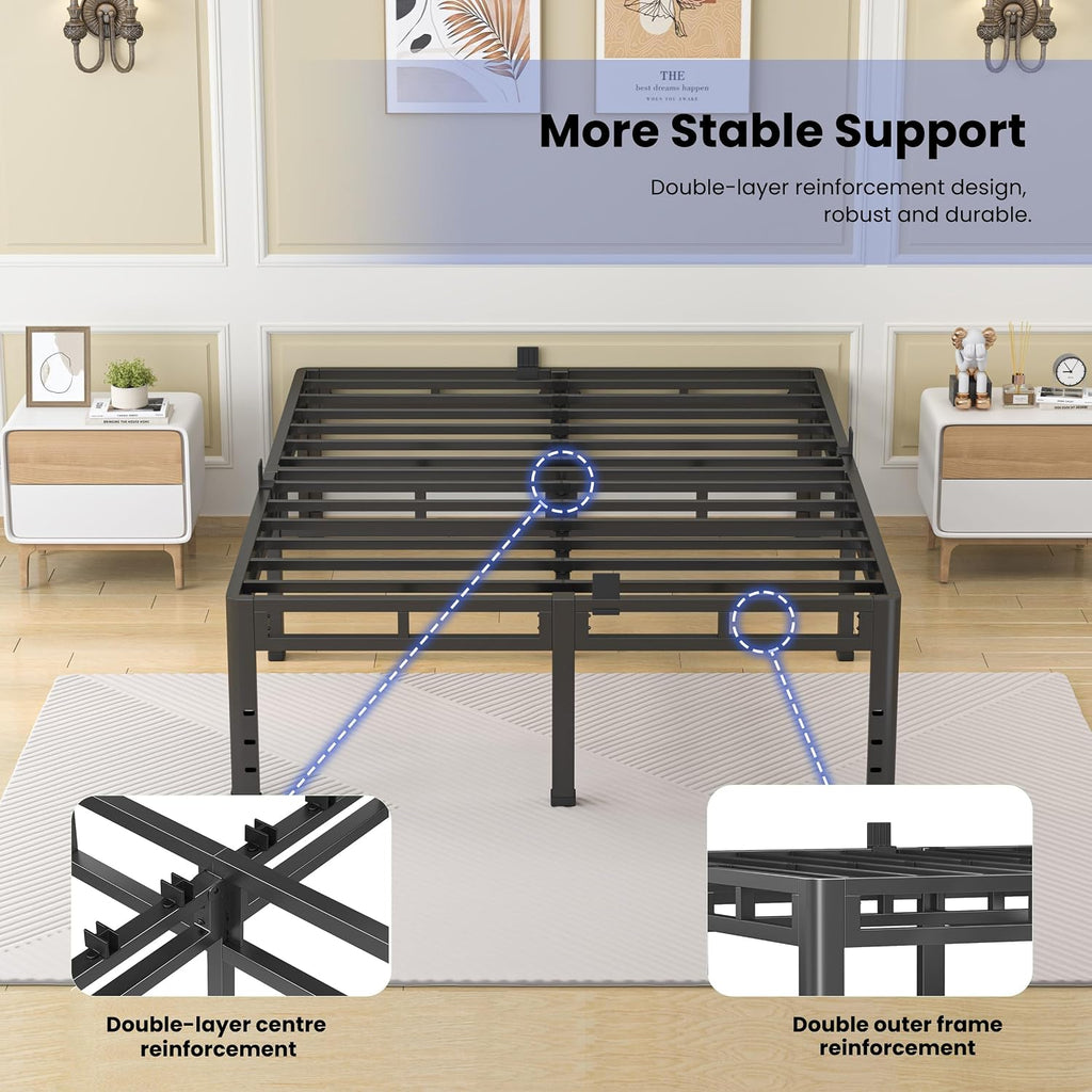 NKZ California King Size Bed Frame 24 Inch, Metal Bed Frame & Box Spring 2 in 1 Platform with Round Corner Legs, 4000Lbs Heavy Duty Tall Metal Frame, Headboard Hole, Noise-Free, Easy Assembly
