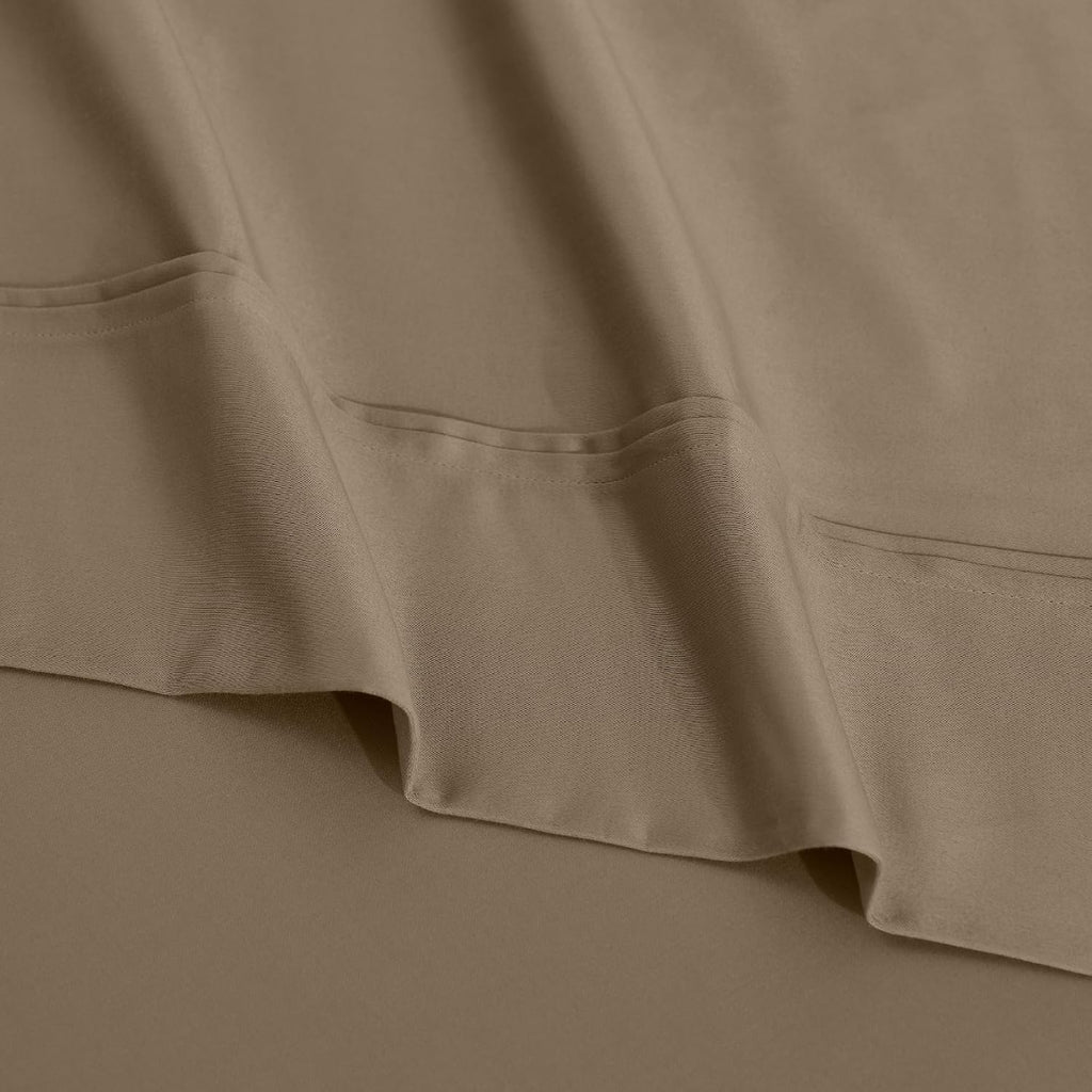 Superior 1200 Thread Count Egyptian Cotton Sheet Set, Bedroom Sheets, Home Essentials, Luxury Bedding, 1 Elastic Deep Pocket Fitted Bed Sheet, 1 Flat Sheet, 2 Pillowcases, California King, Taupe