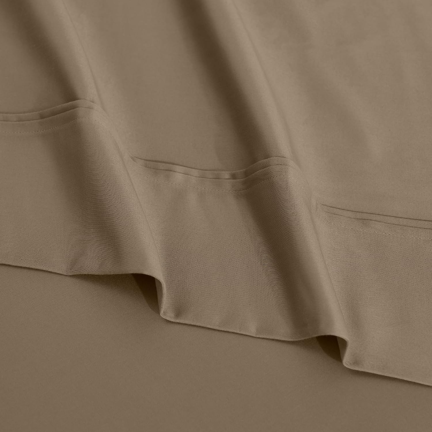 Superior 1200 Thread Count Egyptian Cotton Sheet Set, Bedroom Sheets, Home Essentials, Luxury Bedding, 1 Elastic Deep Pocket Fitted Bed Sheet, 1 Flat Sheet, 2 Pillowcases, California King, Taupe