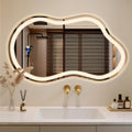 Irregular LED Bathroom Mirror with Lights, Cloud Smart Backlit Mirror, Dimmable Lighted Bathroom Gold Mirror with Anti-Fog, Asymmetrical Vanity Mirror Hangable 2 Ways (Gold, 24 x 36, 1 Pack)