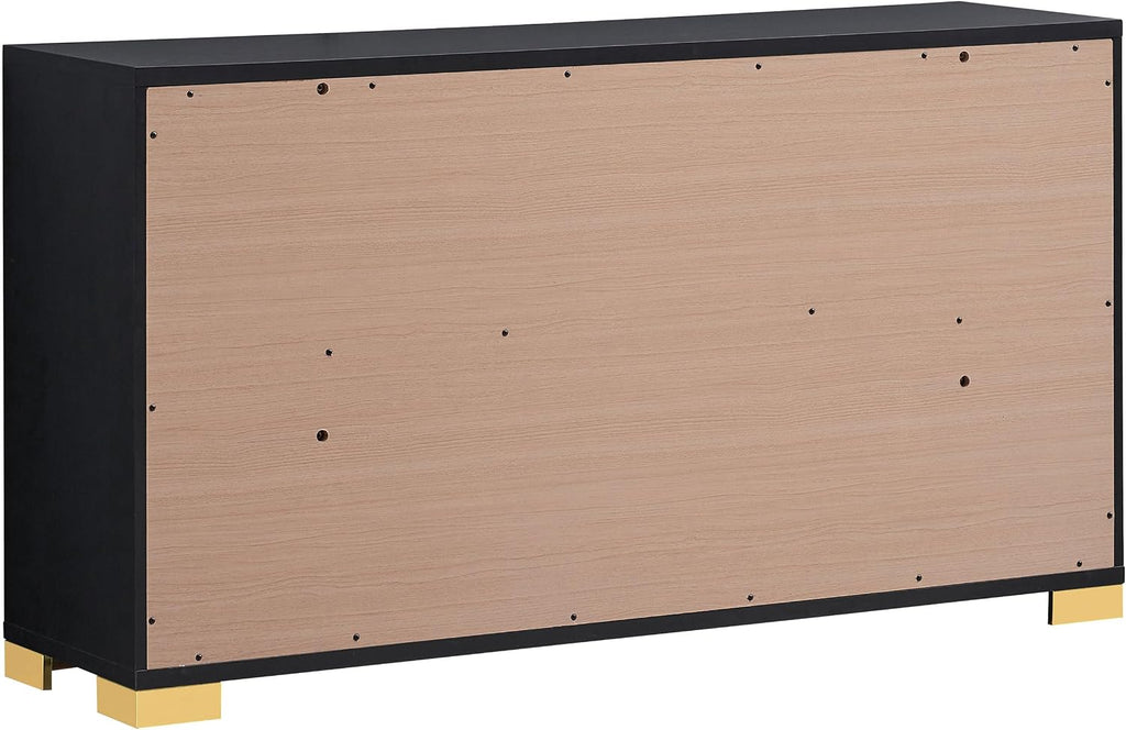 Coaster Home Furnishings Marceline Contemporary 4-Piece Bedroom Set Full Size LED Panel Bed Frame 51-inch Headboard Black 222831F-S4