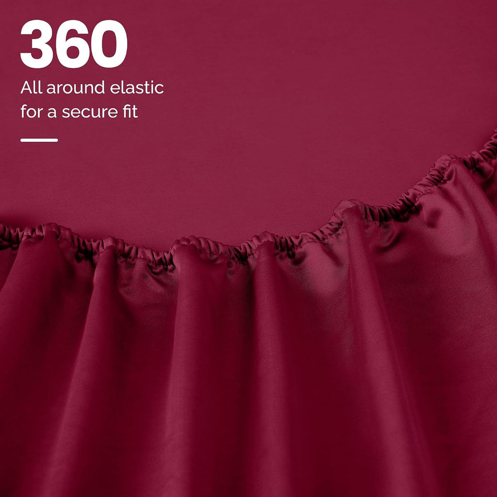 Superior 1200 Thread Count Egyptian Cotton Sheet Set, Bedroom Sheets, Modern Home Essentials, Luxury Bedding, 1 Elastic Deep Pocket Fitted Bed Sheet, 1 Flat Sheet, 2 Pillowcases, King, Burgundy