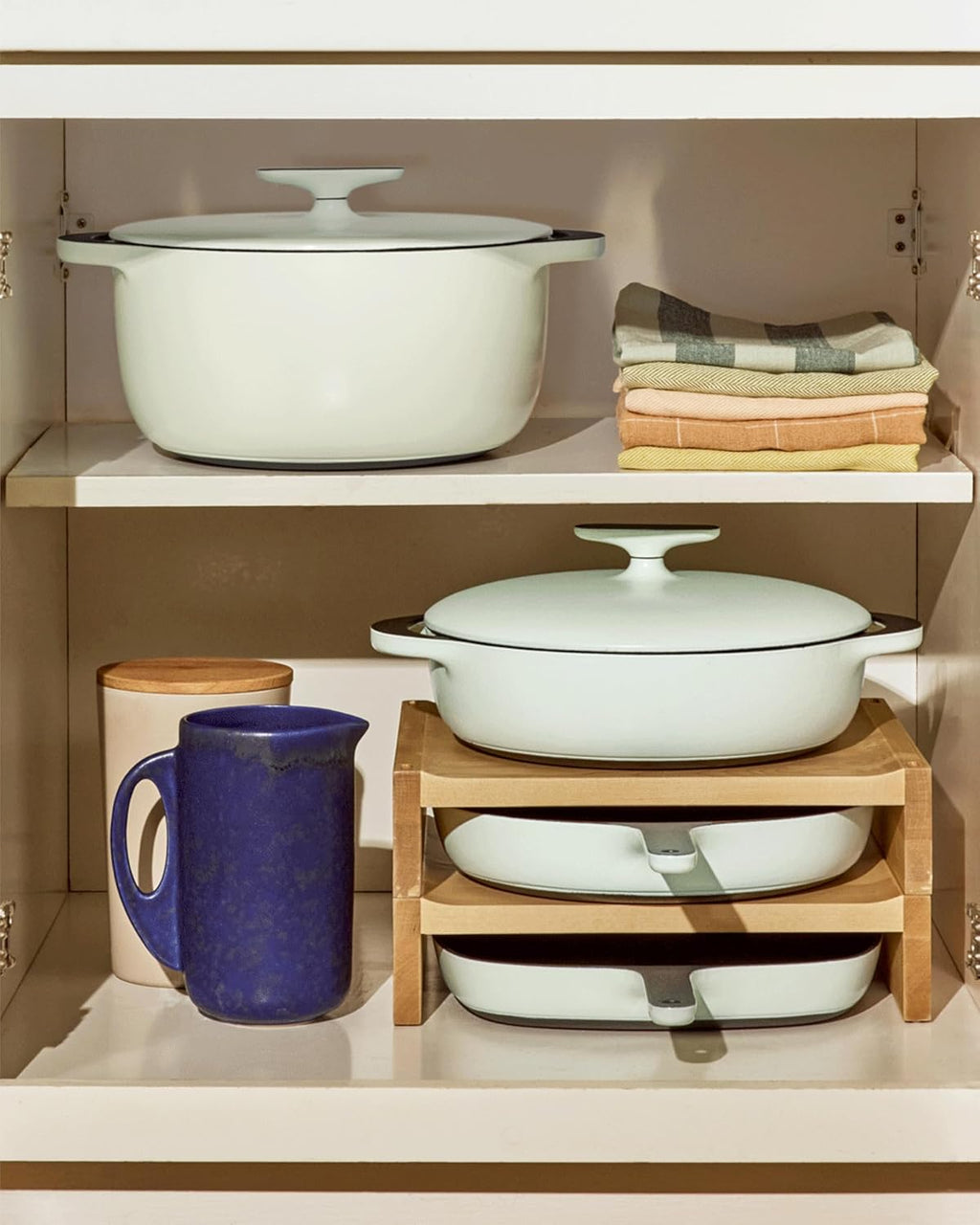 Caraway 8-Piece Enameled Cast Iron Set - 10.5' Skillet, Grill Pan, 3.5 qt Braiser Pan, 6.5 qt Dutch Oven with Lid and Organizers - Non-Toxic 3-Layer Enamel Coating - No Seasoning Required - Rust