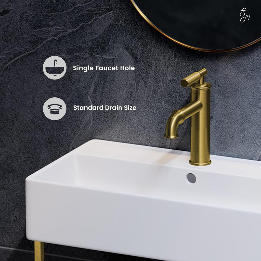 Claire 22' Wall-Mount Bathroom Sink with Brushed Gold Towel Bar
