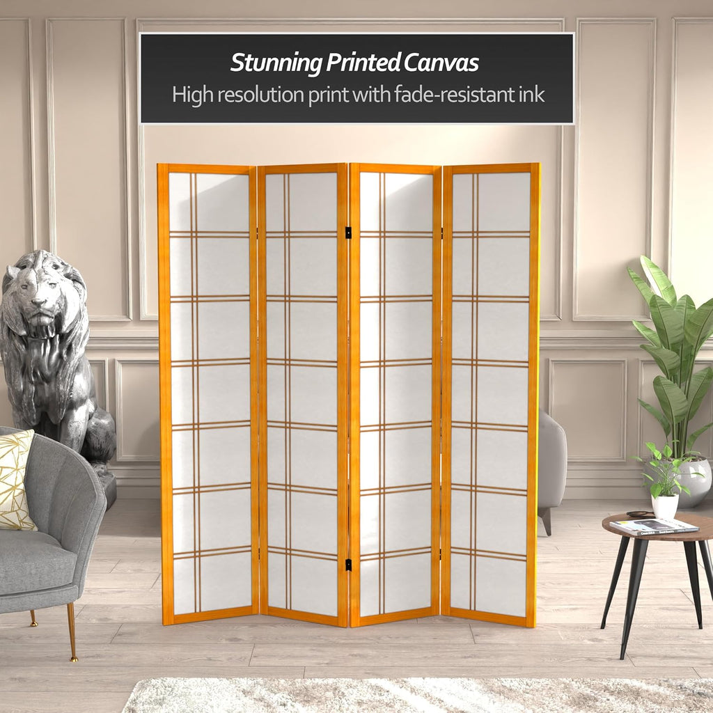 Red Lantern 6 ft. Tall Canvas Double Cross Room Divider Freestanding Folding Privacy Screen, Partition, and Separator for Modern and Contemporary Bedroom, Home Office, Studio, Dorm, Apartment