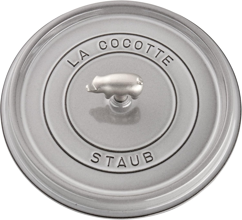 Staub Cast Iron 6-qt Cochon Shallow Wide Round Cocotte - Graphite Grey