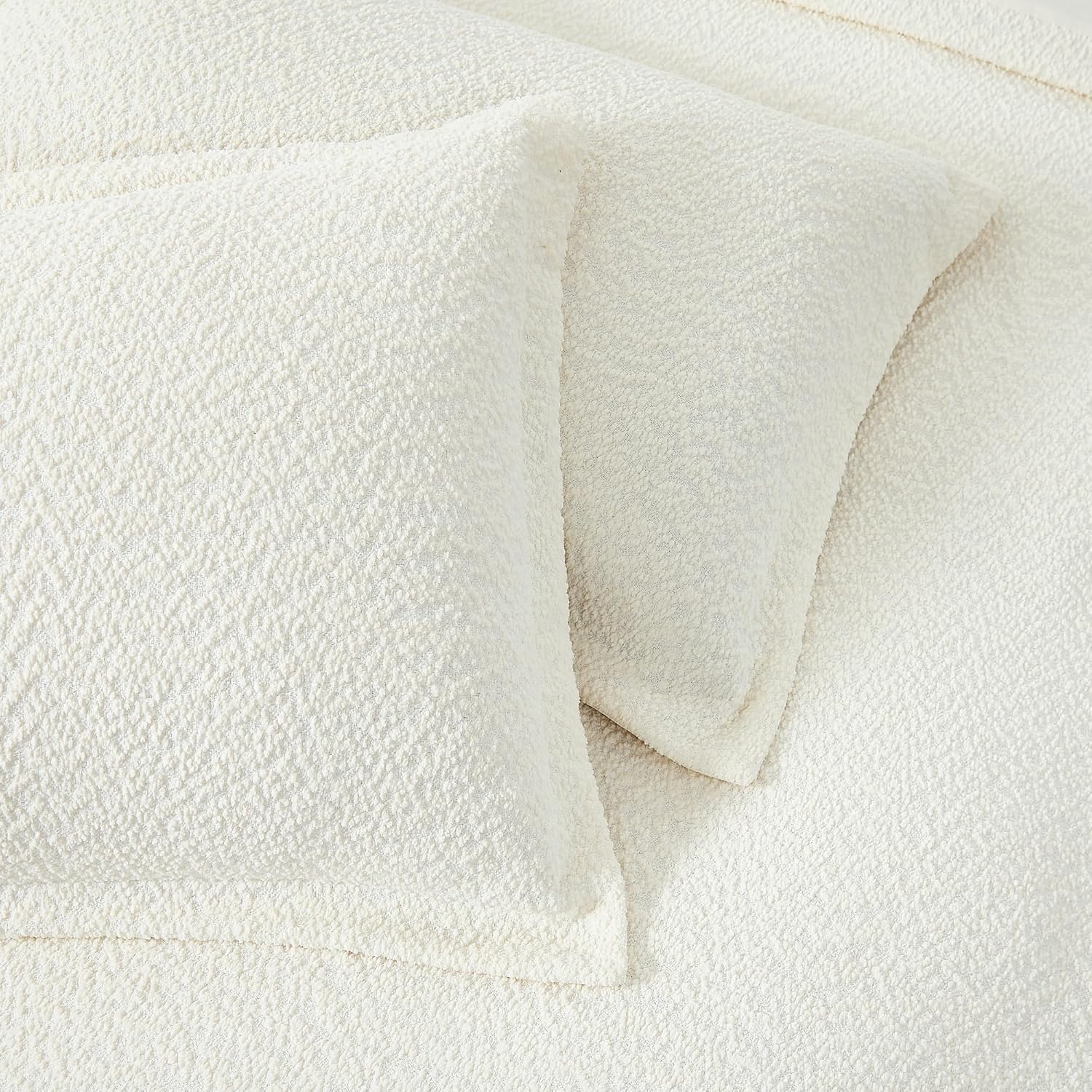 Lush Decor Lotti Boucle Duvet Cover 3 Piece Set Full/Queen Soft White - White Duvet Cover- Textured Cozy Bedding Set - Modern Minimalist Decor