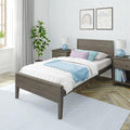 Max & Lily Twin Bed, Solid Wood Twin Bed Frame with Panel Headboard, Kids Twin Bed with Wood Slat Support, No Box Spring Needed, Clay