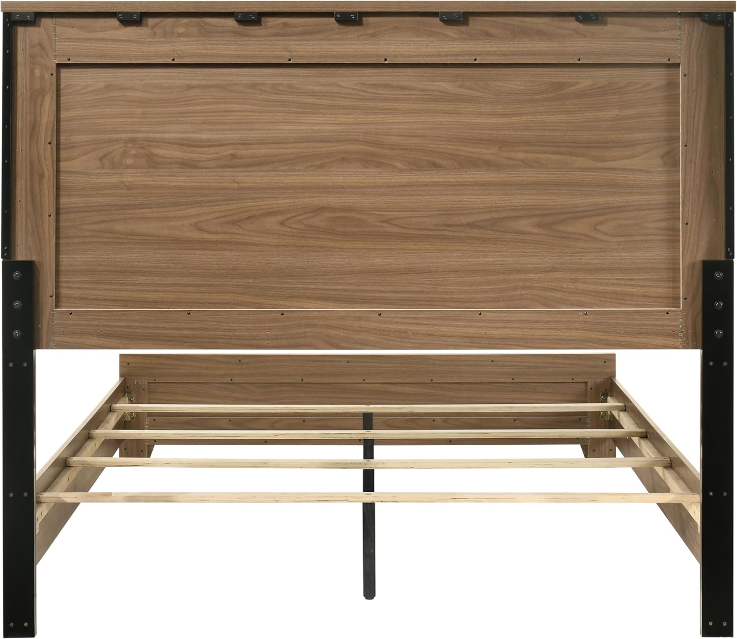 Furniture of America Nomal Modern Solid Wood 4-Piece Bedroom Set with Recessed Panel Headboard Bed, Metal Center Glide on Nightstand and Dresser with Mirror, Box Spring Needed, King, Chestnut Brown
