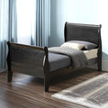 GDFStudio Twin Size Wood Platform Bed Frame, Classic Sleigh Design with Curved Trim & Wood Posts,Easy Assembly, Box Spring Required,Timeless Elegant Bedroom Furniture,Black