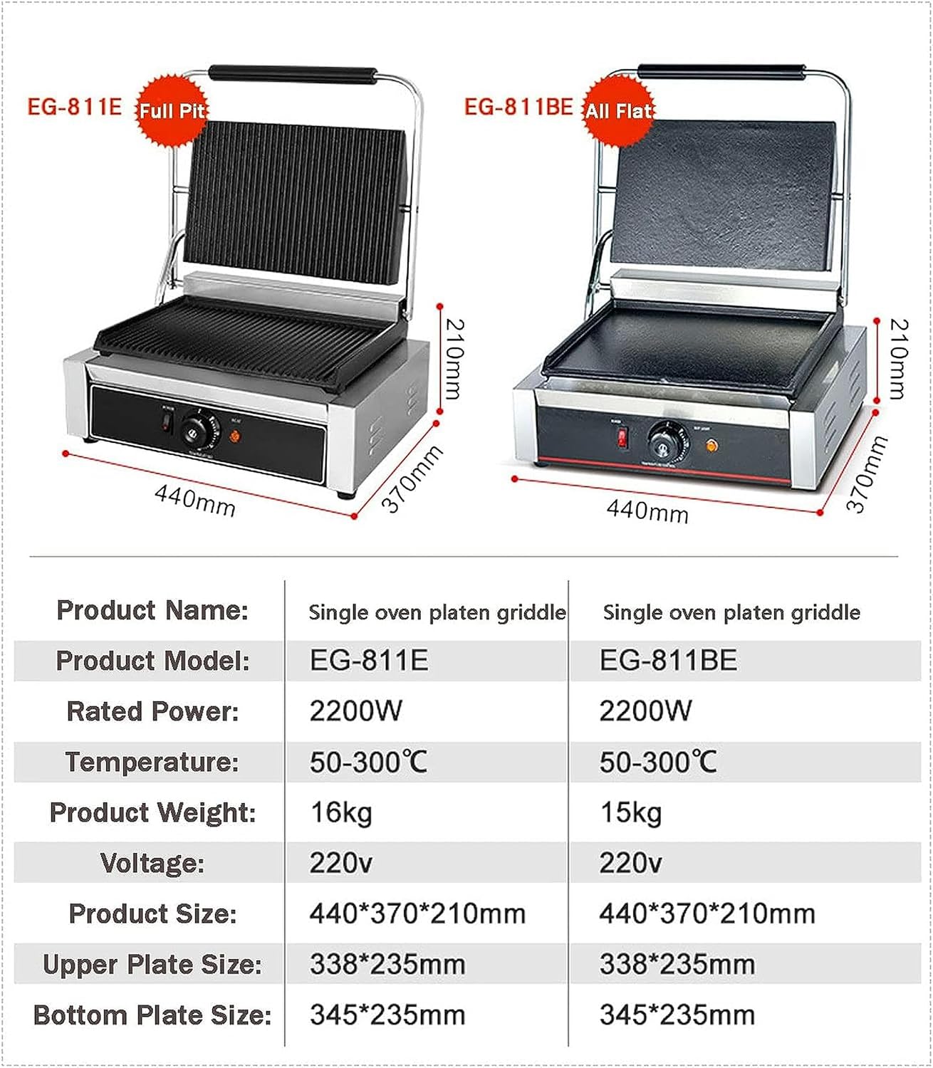 Large Electric Griddle Hot Cooking Plate, Commercial Stainless Steel Adjustable Countertop Hot Plate BBQ Grill, Heavy Duty Restaurant Nonstick Countertop Griddle for Home Barbecue