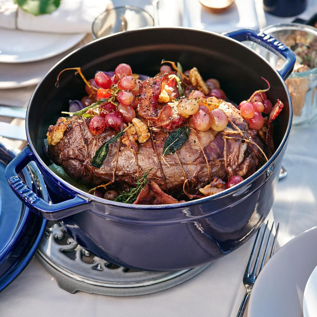 Staub Cast Iron 7-qt Round Cocotte - Dark Blue