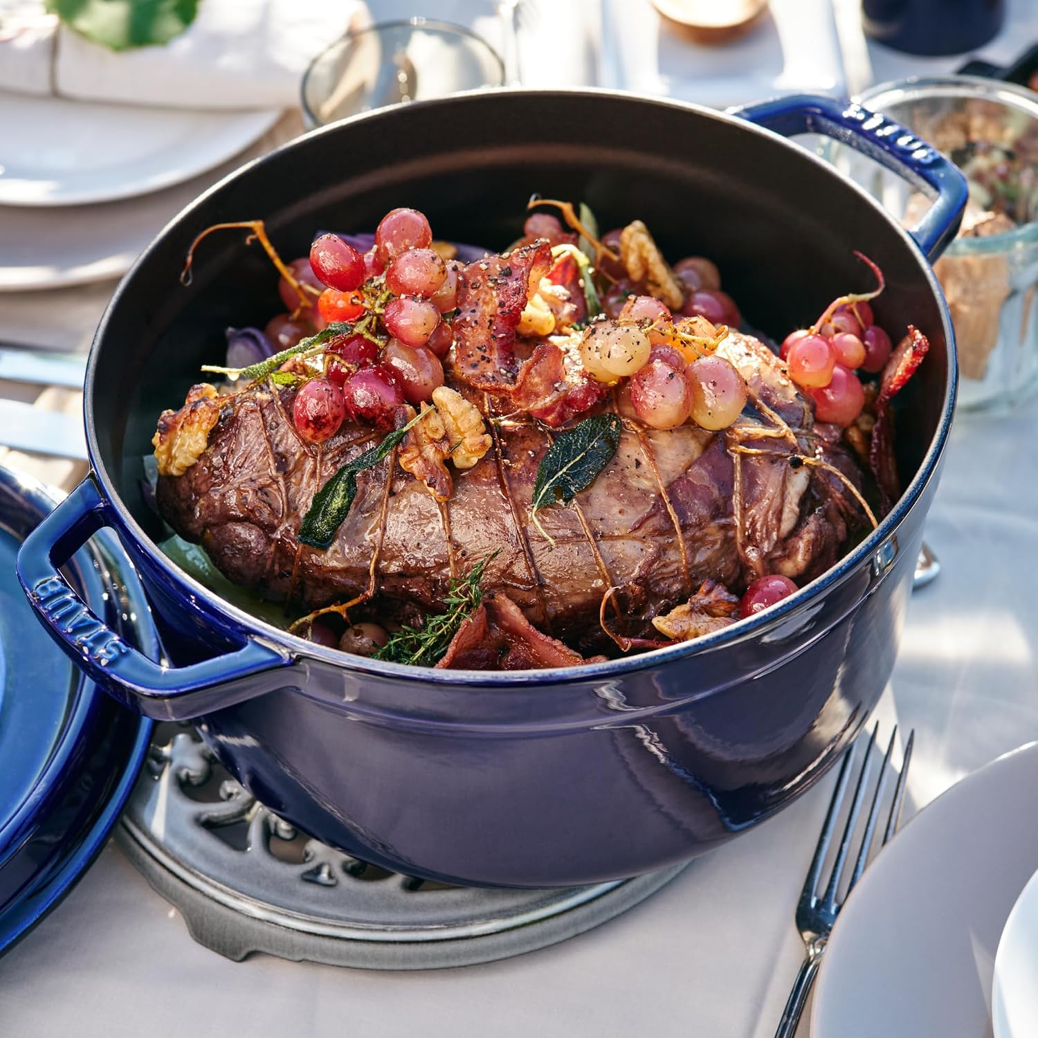 Staub Cast Iron 7-qt Round Cocotte - Dark Blue