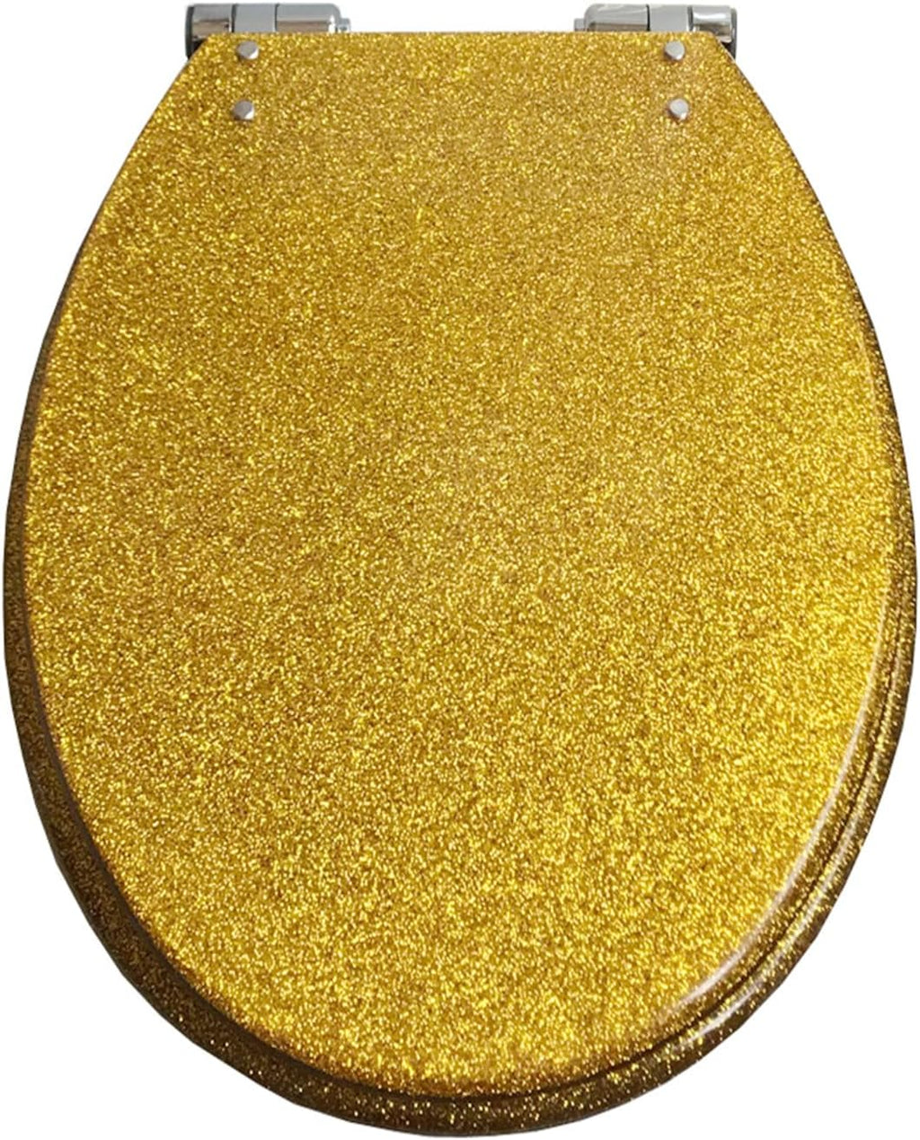 Sparkly Resin Toilet Seat, Resin Toilet Seat Round Toilet Seat, Thicken Toilet Seat, Slow Close, Toilet Lid Easy to Clean & Install (Gold)