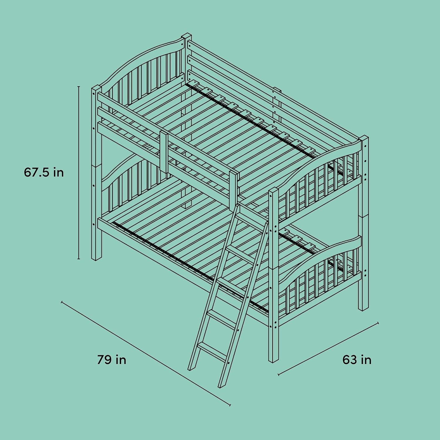 Storkcraft Long Horn Twin-Over-Twin Bunk Bed (Natural) - GREENGUARD Gold Certified, Converts to 2 Individual Twin beds