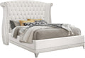 Coaster Home Furnishings Barzini Modern Classic 5-Piece Bedroom Set Velvet Upholstered Queen Size Wingback Bed Frame 63-inch Headboard White 300843Q-S5