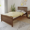 Max & Lily Twin Bed Frame with Slatted Headboard, Solid Wood Platform Bed for Kids, No Box Spring Needed, Easy Assembly, Walnut