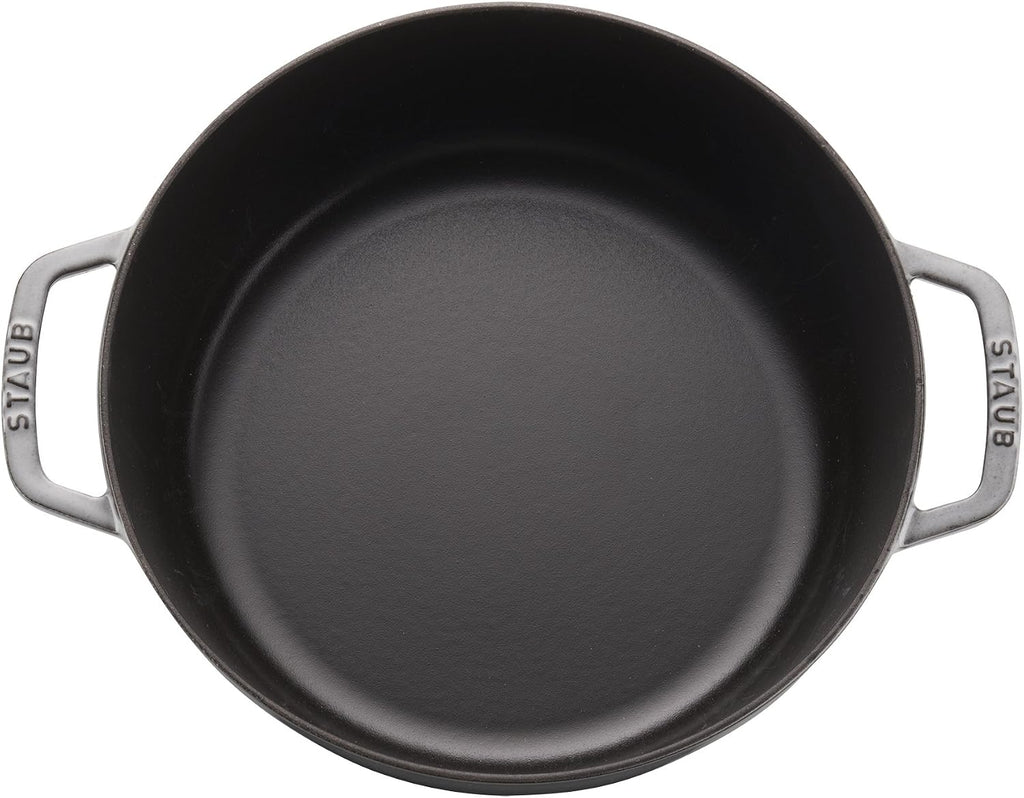 Staub Cast Iron 6-qt Cochon Shallow Wide Round Cocotte - Graphite Grey