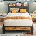 ANCTOR Twin XL Bed Frames, Storage Headboard with Outlets, Easy to Install, Sturdy and Stable, No Noise, No Box Springs Needed - Perfect for a Good Night's Sleep