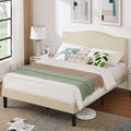 VECELO Full Bed Frame, Platform Bed Frame with Adjustable Height Upholstered Headboard, Heavy-Duty Frame and Strong Wooden Slats Support, Non-Slip and Noise-Free, Easy Assembly, Beige