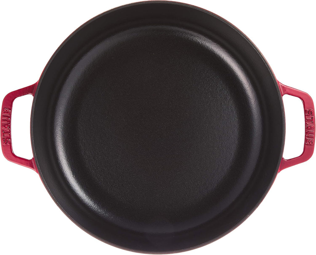 Staub Braiser 40506-544 Saute Pan, Cherry, 10.2 inches (26 cm), Large, Both Handed, Cast Enameled Pot, Sukiyaki, Induction Compatible